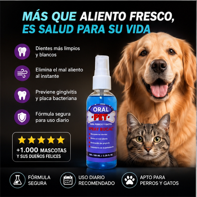 Oral Pet Spray Bucal Limpiador Mascotas
