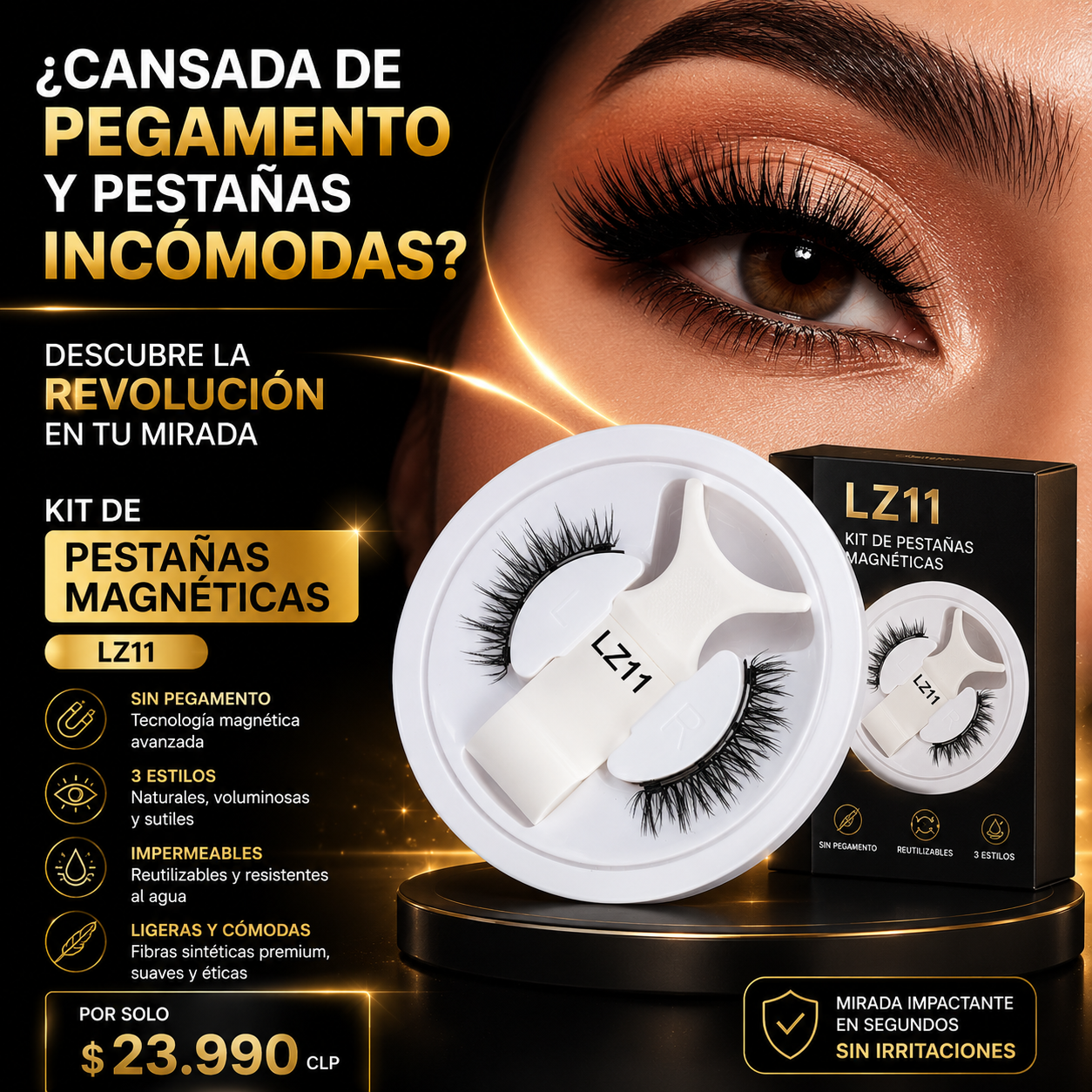 Kit De Pestañas Postizas Magnéticas LZ11