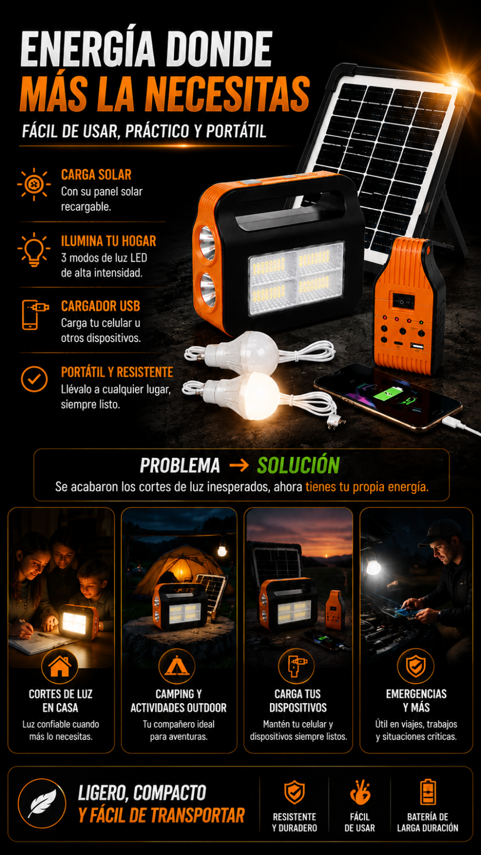 KIT DE EMERGENCIA DE ENERGIA SOLAR
