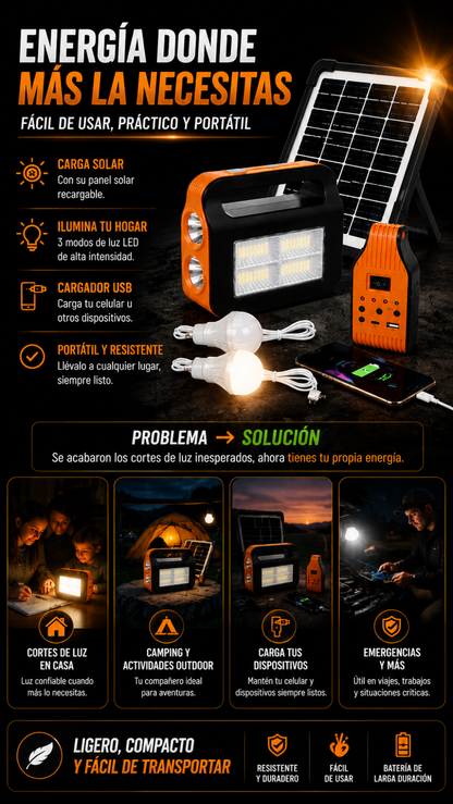KIT DE EMERGENCIA DE ENERGIA SOLAR