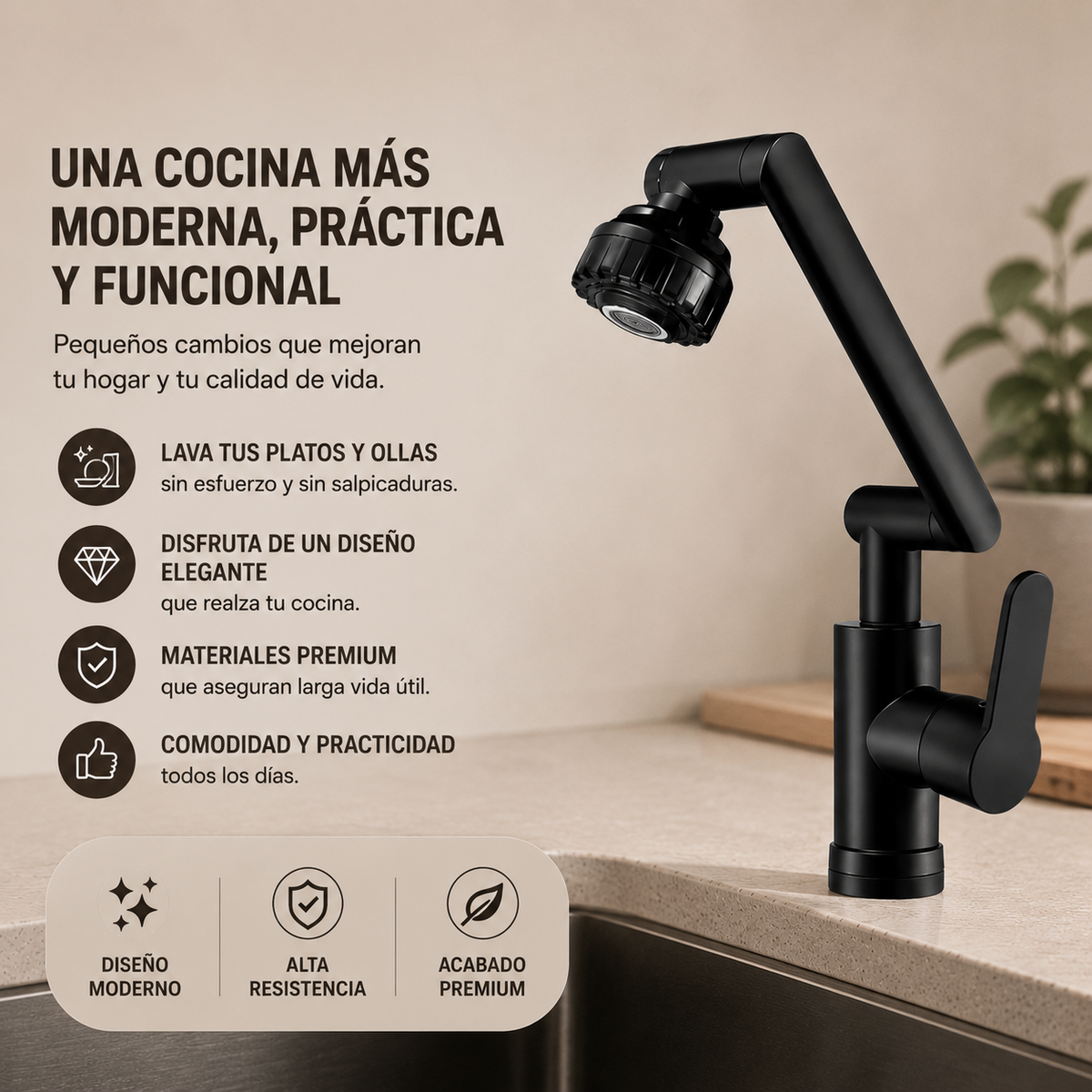 FL - LLAVE MONOMANDO 180° DE COCINA