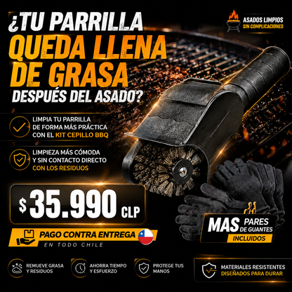 Kit Cepillo BBQ mas Par de Guantes
